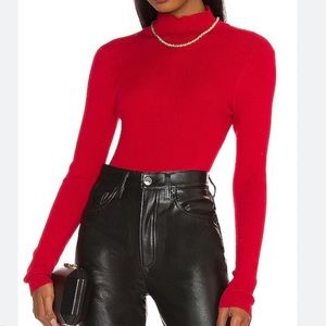 NEW NWT Alice + Olivia Ciara Mock Neck Long Sleeve Cropped Pullover in Deep Ruby